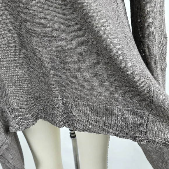 Eileen Fisher 100% Linen Lagenlook Flowy Cardigan Sweater Sharkbite Hem Brown M - Picture 11 of 16